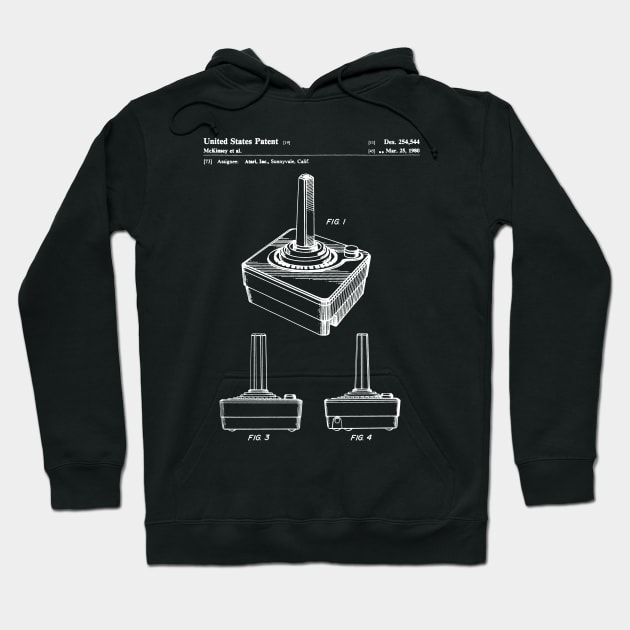 Joystick Patent - Retro Gamer Gaming Streamer Art - Black Chalkboard Hoodie by patentpress